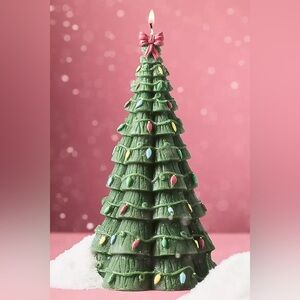 Festive Green Christmas Tree Candle